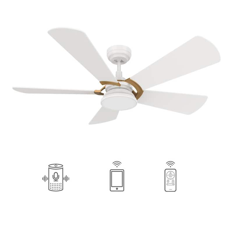 Bradford 52 in. Dimmable LED Indoor/Outdoor White Smart Ceiling Fan with Light and Remote, Works with Alexa/Google Home