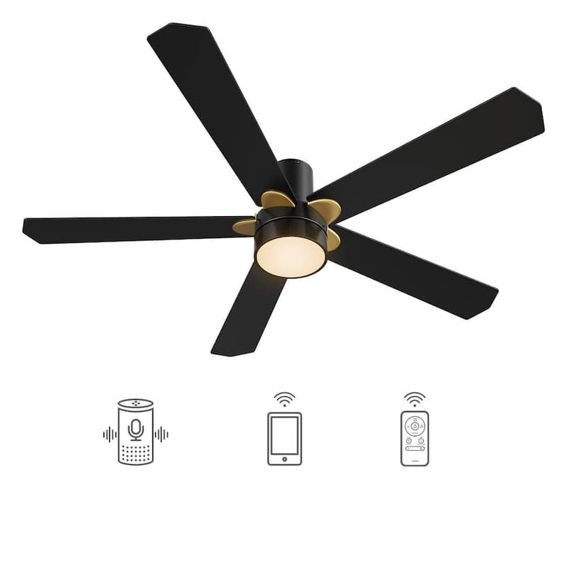 Granby 52 in. Integrated LED Indoor/Outdoor Black DC Motor Smart Ceiling Fan w/Light/Remote, Works w/Alexa/Google Home