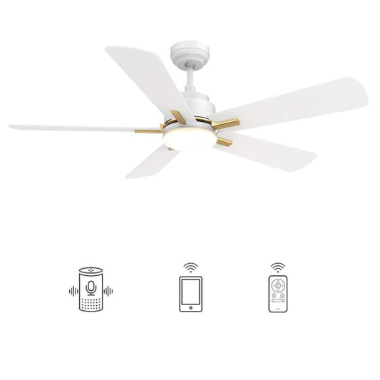 Apex 52 in. Integrated LED Indoor/Outdoor White Smart Ceiling Fan with Light and Remote, Works with Alexa/Google Home