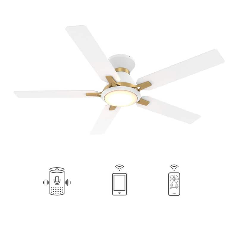 Essex 52 in. Integrated LED Indoor/Outdoor White Smart Ceiling Fan with Light and Remote, Works w/Alexa/Google Home