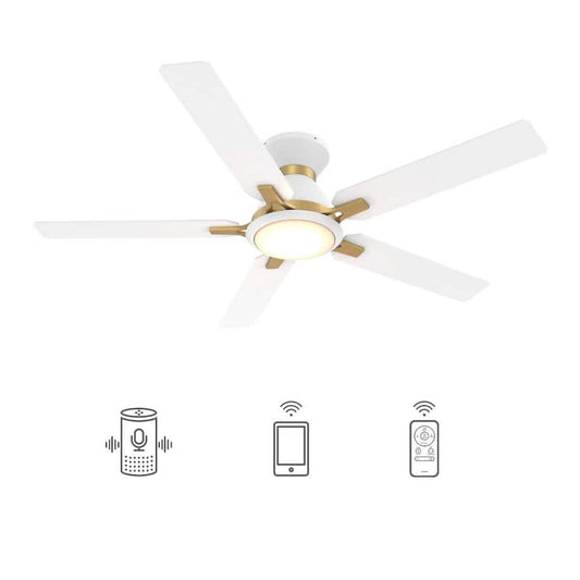 Essex 52 in. Integrated LED Indoor/Outdoor White Smart Ceiling Fan with Light and Remote, Works w/Alexa/Google Home