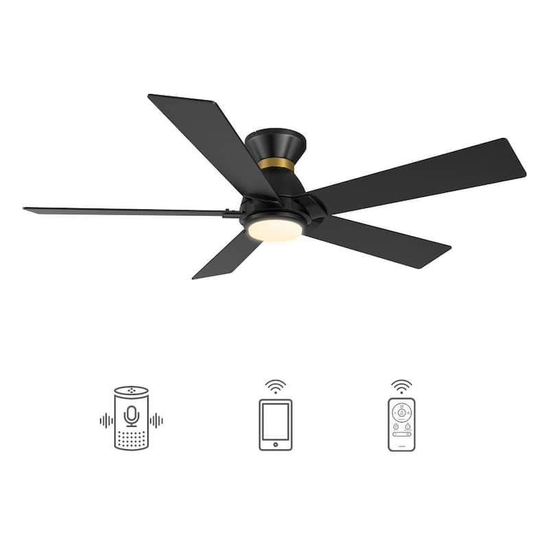 Aspen 52 in. Dimmable LED Indoor/Outdoor Black Smart Ceiling Fan with Light and Remote, Works with Alexa/Google Home