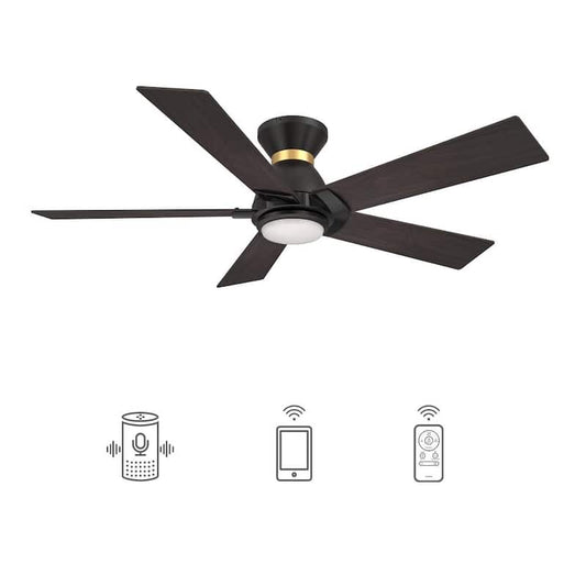 Aspen 52 in. Dimmable LED Indoor/Outdoor Black Smart Ceiling Fan with Light and Remote, Works with Alexa/Google Home