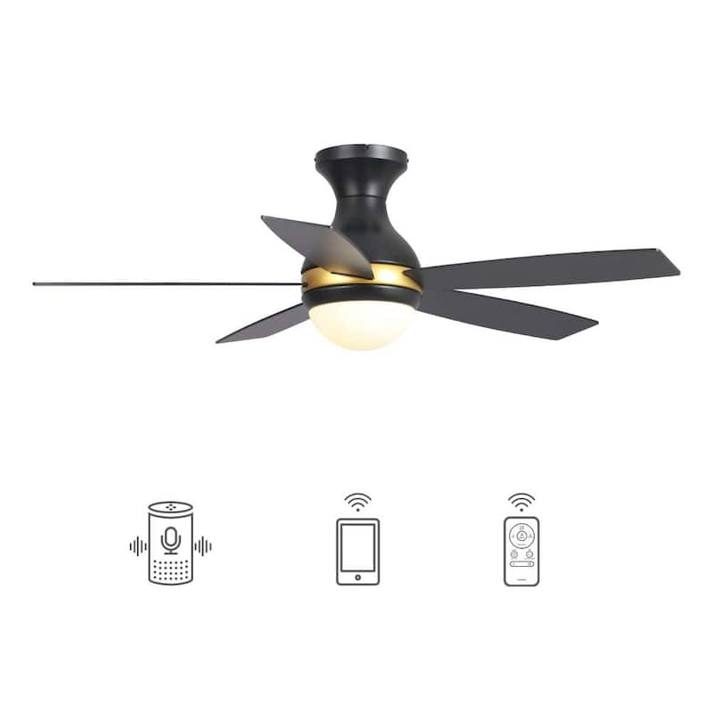 Fannin 52 in. Dimmable LED Indoor/Outdoor Black Smart Ceiling Fan with Light and Remote, Works with Alexa/Google Home