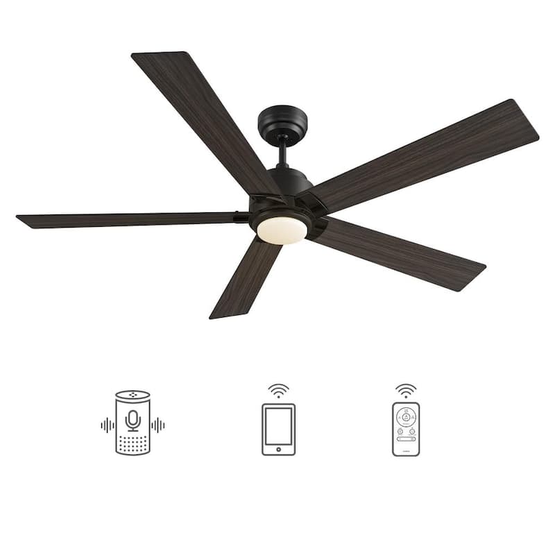 Aspen 60 in. Dimmable LED Indoor/Outdoor Black Smart Ceiling Fan with Light and Remote, Works with Alexa/Google Home