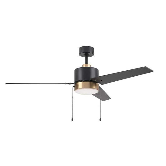 Dulac 52 in. Integrated LED Indoor Black Ceiling Fan with Light Kit and Pull Chain