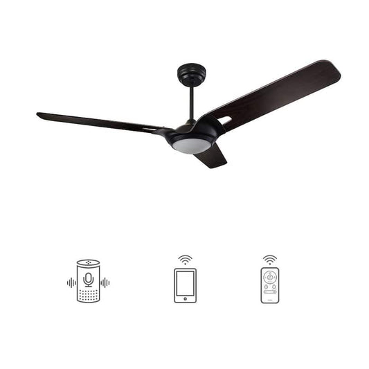 Alden 56 in. Dimmable LED Indoor/Outdoor Black Smart Ceiling Fan with Light and Remote, Works with Alexa/Google Home