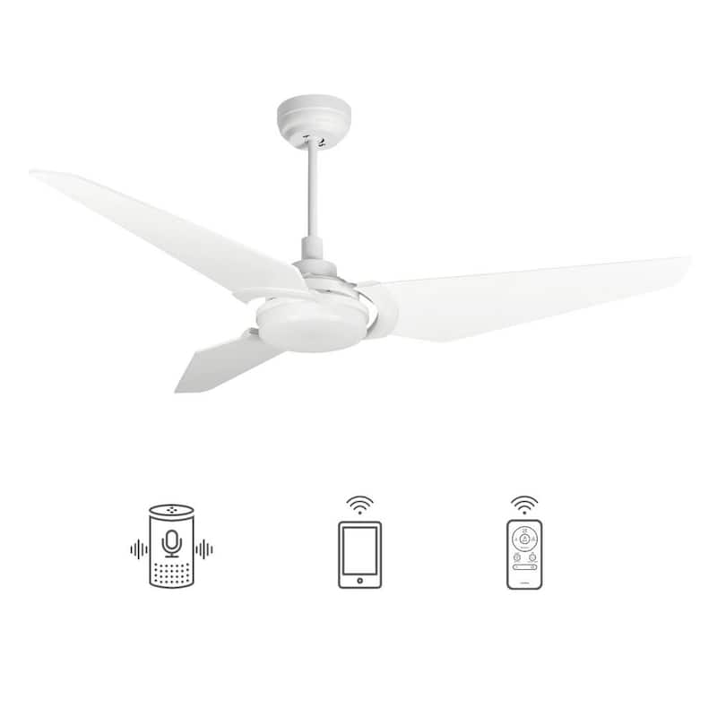 Brently 56 in. Dimmable LED Indoor/Outdoor White Smart Ceiling Fan with Light and Remote, Works with Alexa/Google Home