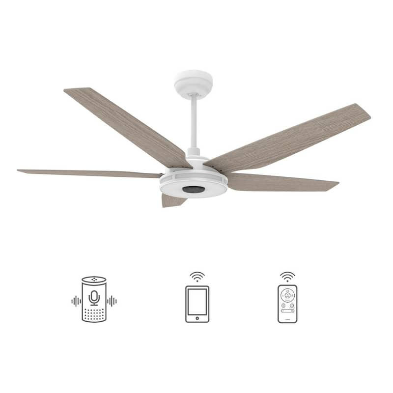 Starfish 56 in. Dimmable LED Indoor/Outdoor White Smart Ceiling Fan with Light and Remote, Works with Alexa/Google Home