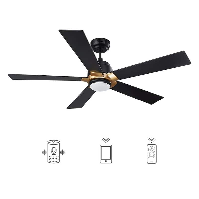 Aspen 52 in. Dimmable LED Indoor/Outdoor Black Smart Ceiling Fan with Light and Remote, Works with Alexa/Google Home