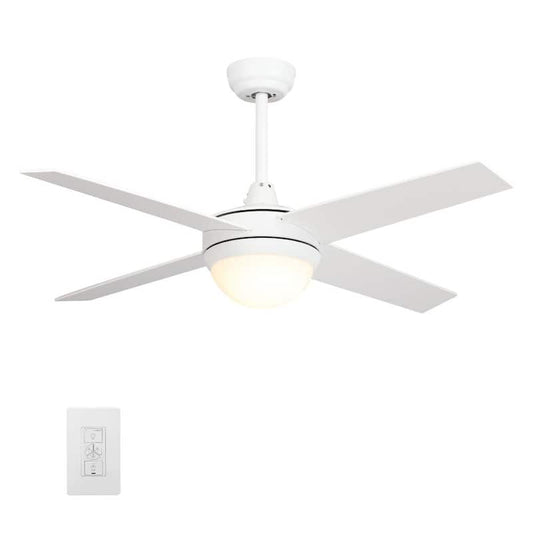 Nova 52 in. Integrated LED Indoor White Smart Ceiling Fan with Light Kit and Wall Control, Works with Alexa/Google Home