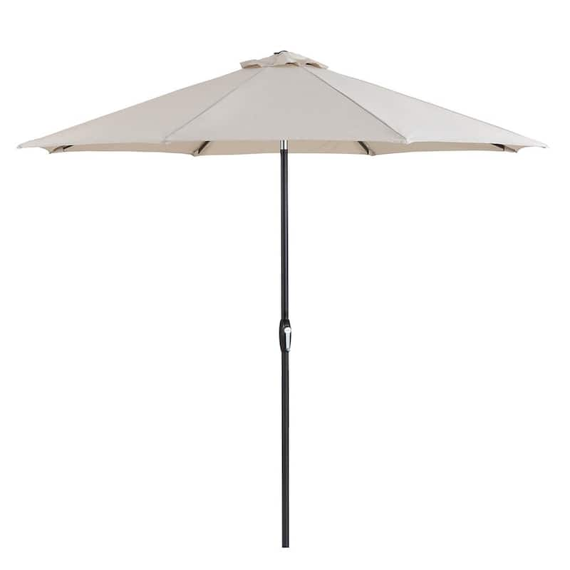 9 ft. Steel Market Auto Tilt Crank Patio Umbrella in Beige