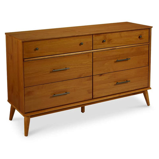 Mid-Century 6-Drawer Castanho Dresser