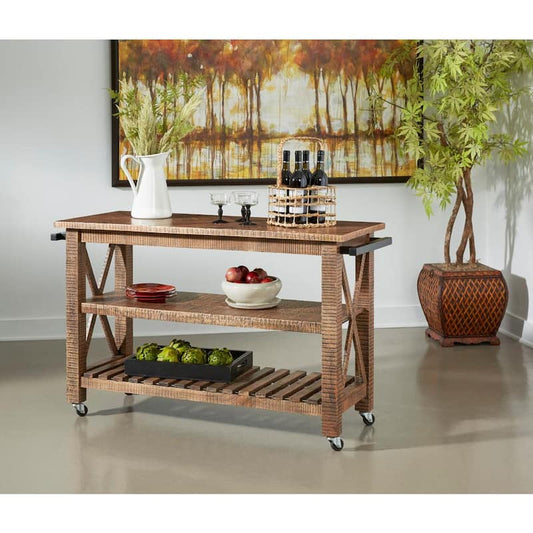 Celebrity 51 in. W x 21 in. D x 34 in. H Brown Serving Cart with Locking Casters