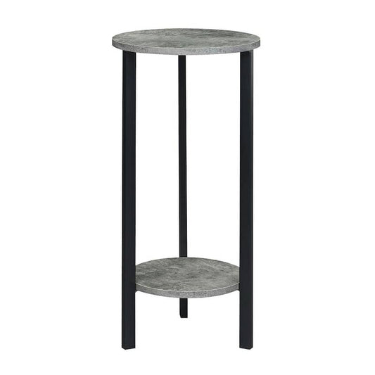 Graystone 31.5 in. H Cement/Black High Round Particle Board Indoor Plant Stand with 2-Tiers