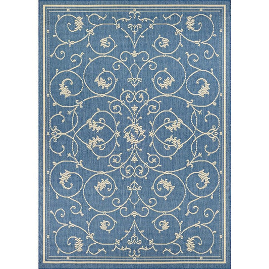 Recife Veranda Champagne-Blue 5 ft. 10 in. x 9 ft. 2 in. Indoor/Outdoor Area Rug