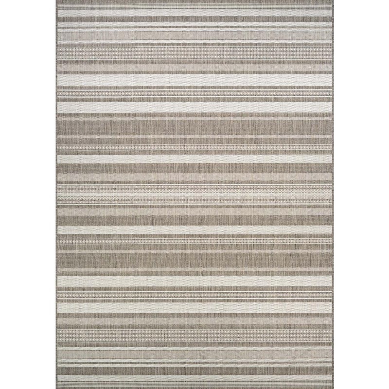 Recife Gazebo Stripe Champagne-Taupe 5 ft. x 8 ft. Indoor/Outdoor Area Rug