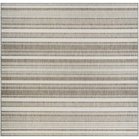 Recife Gazebo Stripe Champagne-Taupe 9 ft. x 9 ft. Square Indoor/Outdoor Area Rug