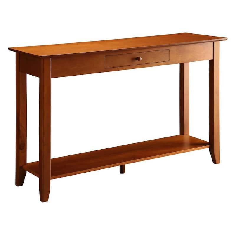 American Heritage 48 in. Cherry Standard Rectangle Wood Console Table with Drawers