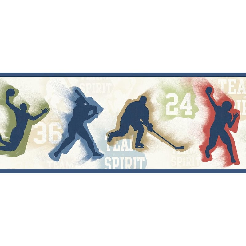 Seth Blue Sports Figures Toss Blue Wallpaper Border