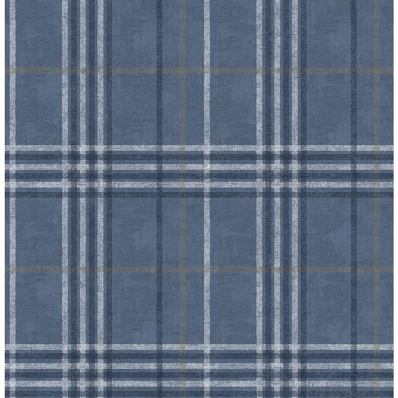 Rockefeller Navy Plaid Paper Strippable Roll (Covers 56.4 sq. ft.)