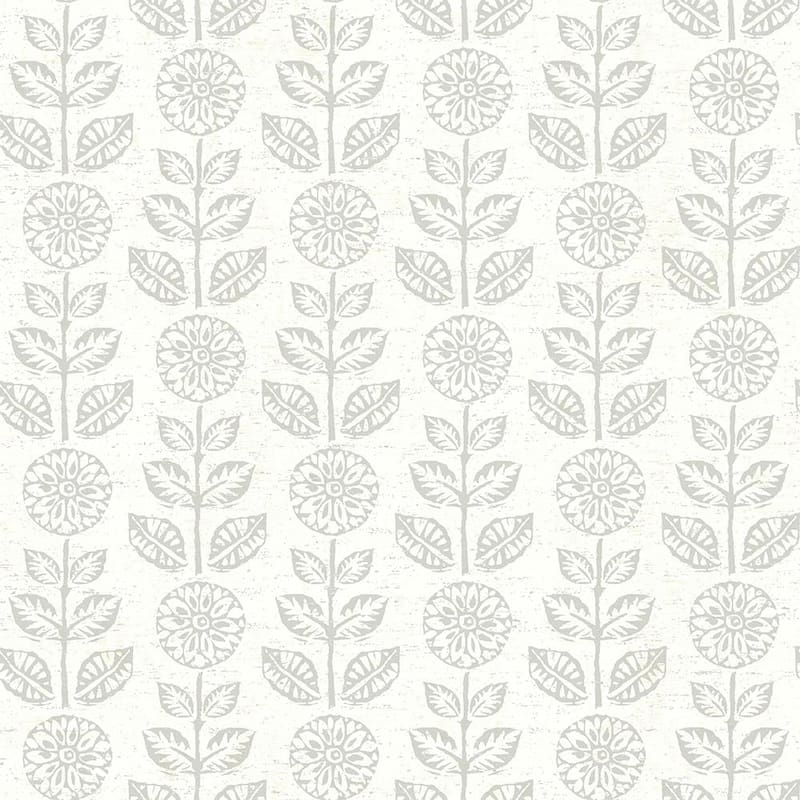 Dolly Light Grey Floral Light Grey Paper Strippable Roll (Covers 56.4 sq. ft.)