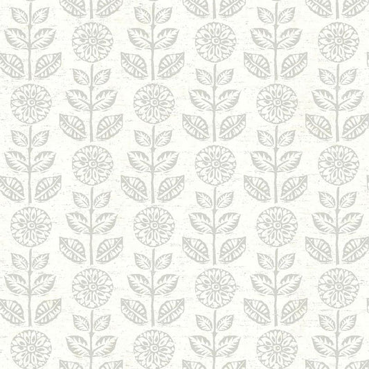 Dolly Light Grey Floral Light Grey Paper Strippable Roll (Covers 56.4 sq. ft.)