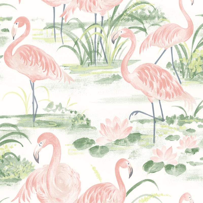 Everglades Coral Flamingos Pink Paper Strippable Roll (Covers 56.4 sq. ft.)