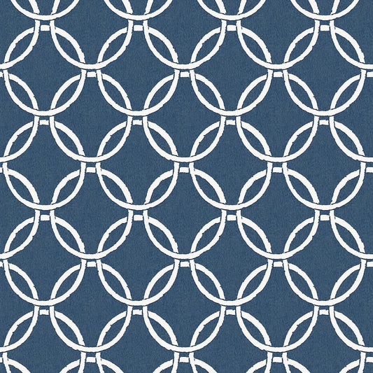 Quelala Navy Ring Ogee Wallpaper