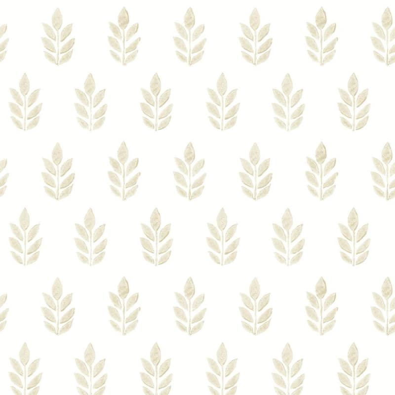 Ervic Neutral Leaf Block Print Wallpaper