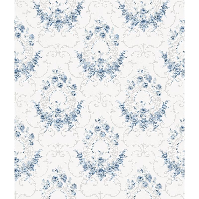 Georgiana Navy Blue Tea Rose Wallpaper