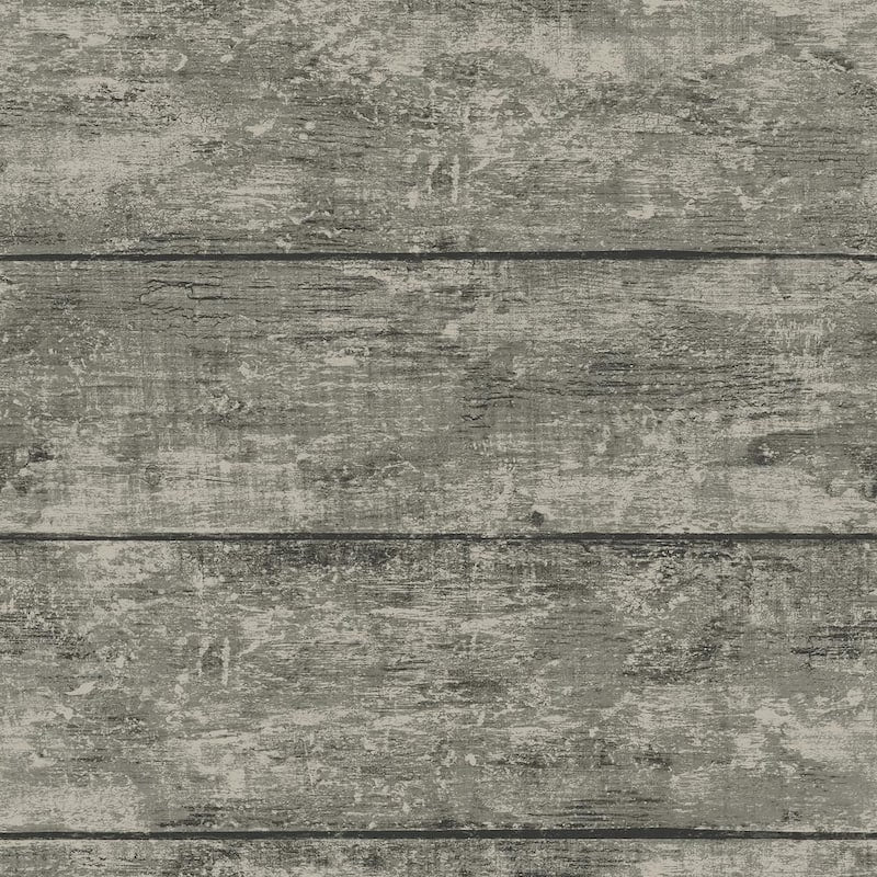 Grey Paper Pre-Pasted Textured Cabin Charcoal Wood Planks Strippable Wallpaper