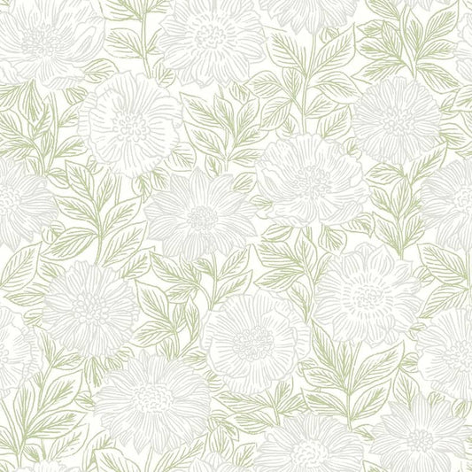 Faustin Green Floral Matte Pre-pasted Paper Wallpaper