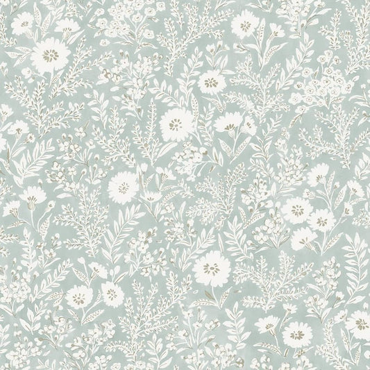 Agathon Seafoam Floral Matte Pre-pasted Paper Wallpaper