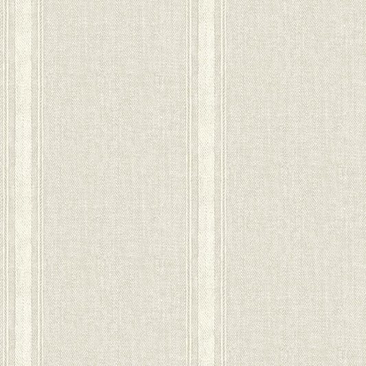 Linette Beige Fabric Stripe Matte Pre-pasted Paper Wallpaper