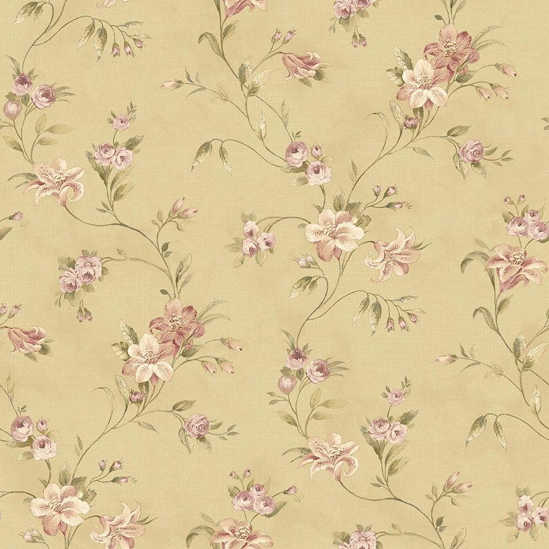 Lorraine Lily Gold Floral Paper Strippable Roll Wallpaper (Covers 56.4 sq. ft.)