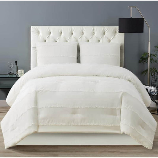 Kristen 3-Piece White Polyester King Comforter Set