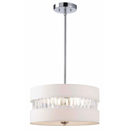 Ballard 3-Light Chrome Chandelier with White Fabric Shade and Acrylic