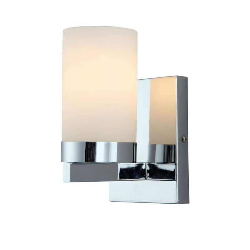 Milo 4.75 in. Chrome Sconce with Opal Glass Shade