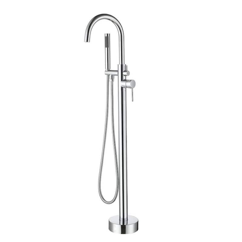 Single-Handle Floor Mounted Claw Foot Freestanding Tub Faucet in Chrome