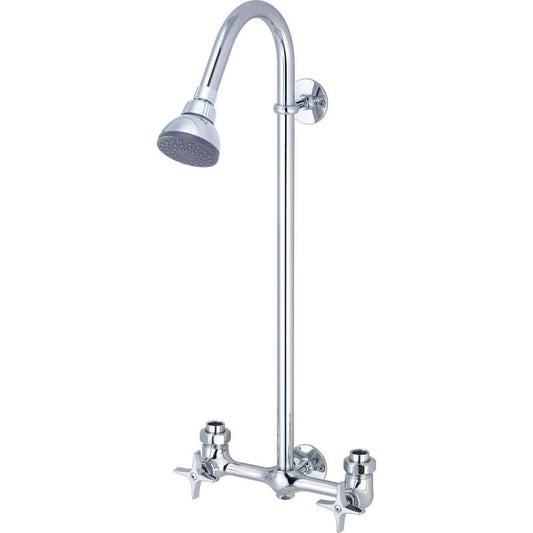 Double-Handles 1-Spray Exposed Shower Faucet in Chrome (Valve Included)