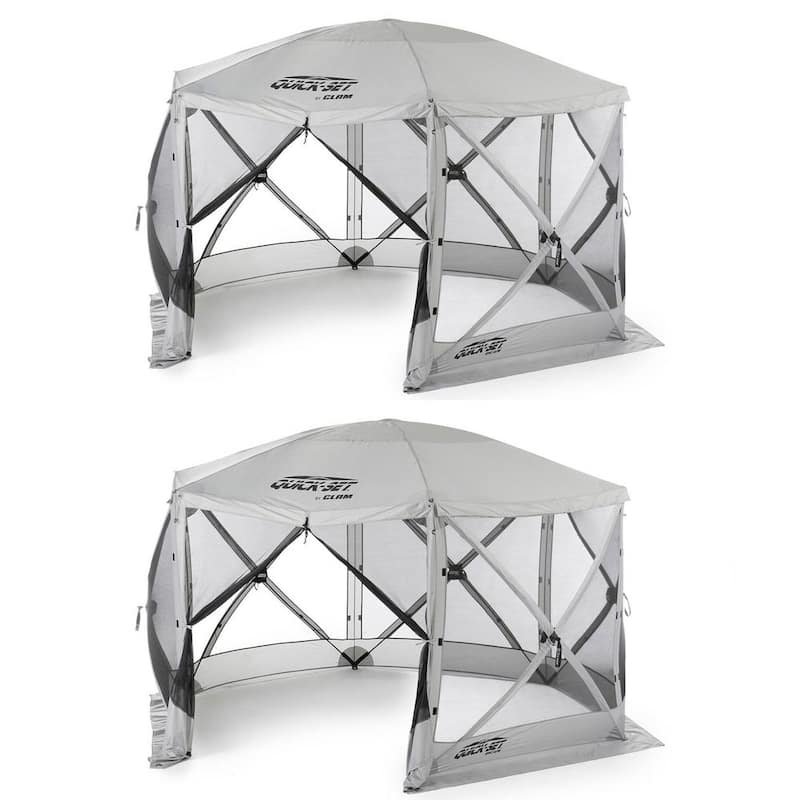 Quick Set Escape Portable Camping Tent Canopy Shelter, Gray (2 Pack)