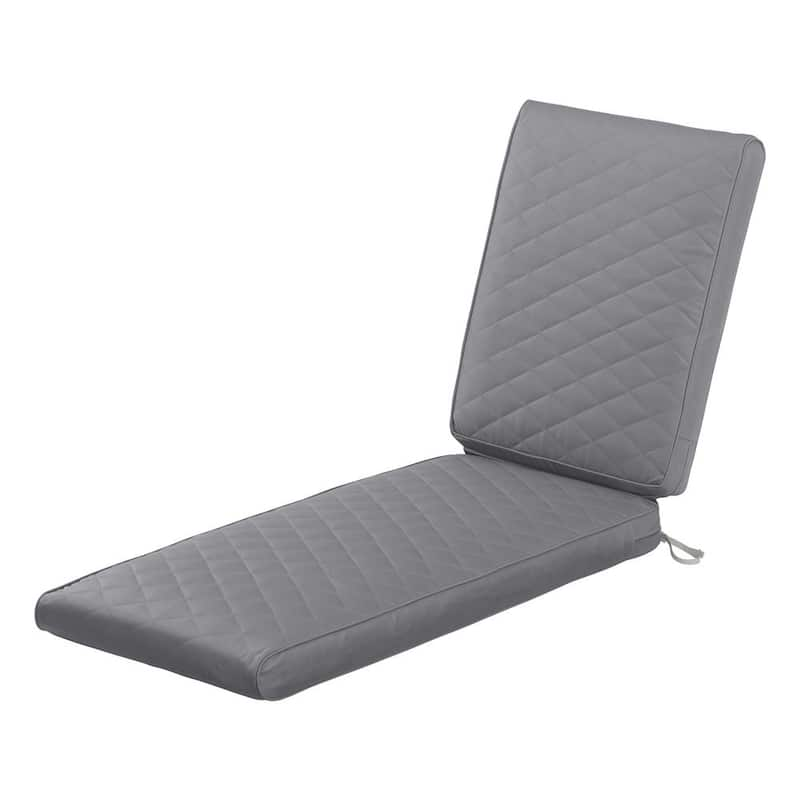 Montlake FadeSafe 80 in. L x 26 in. W x 3 in. Thick Grey Outdoor Quilted Chaise Lounge Cushion