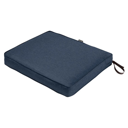 Montlake Heather Indigo Blue 21 in. W x 19 in. D x 3 in. Thick Rectangular Outdoor Seat Cushion