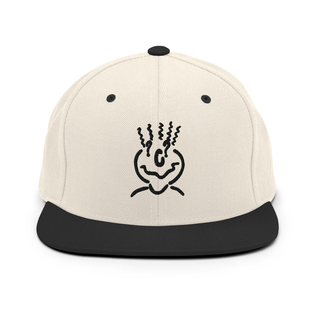 Classic Snapback Embroidered Beige & Black Unisex