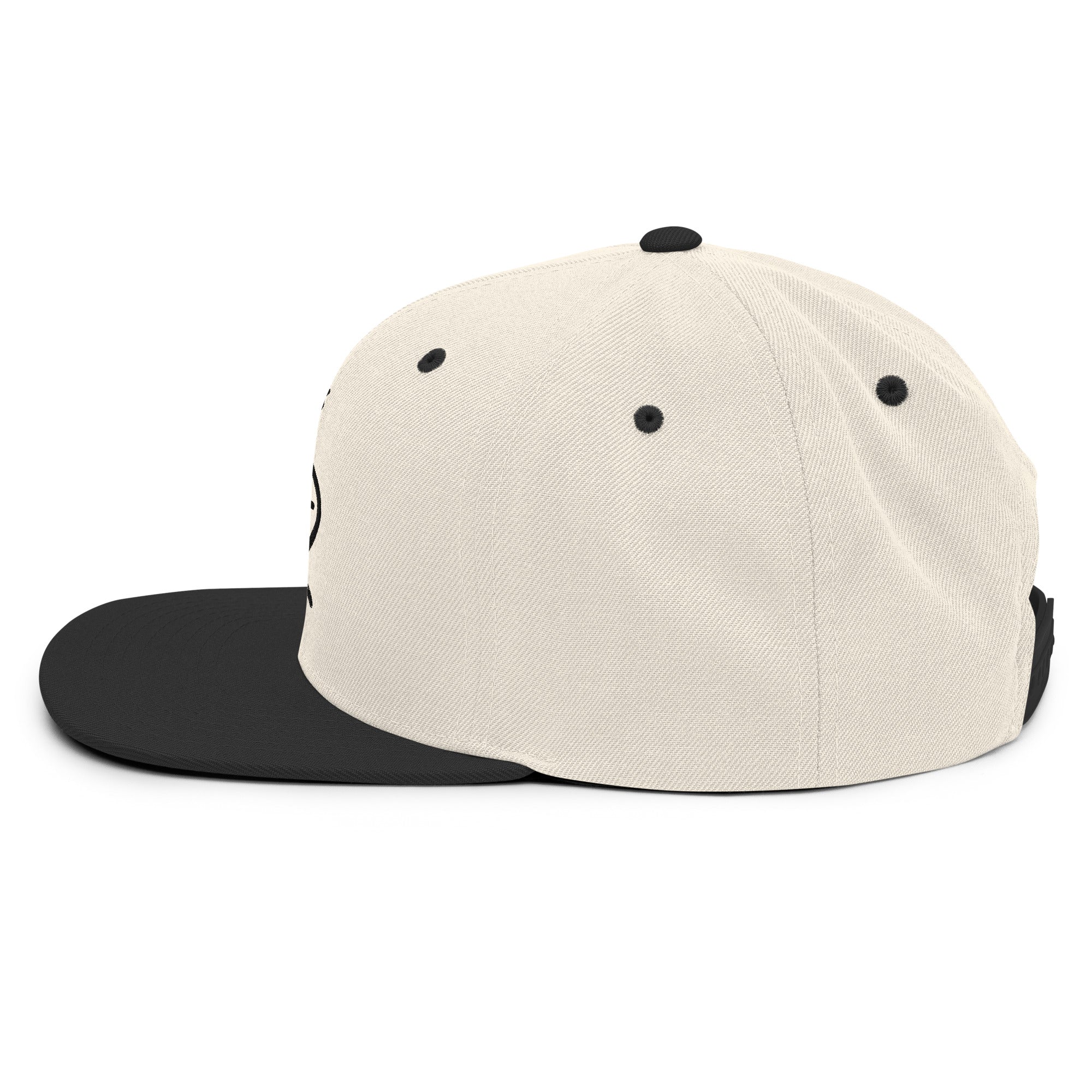 Classic Snapback Embroidered Beige & Black Unisex