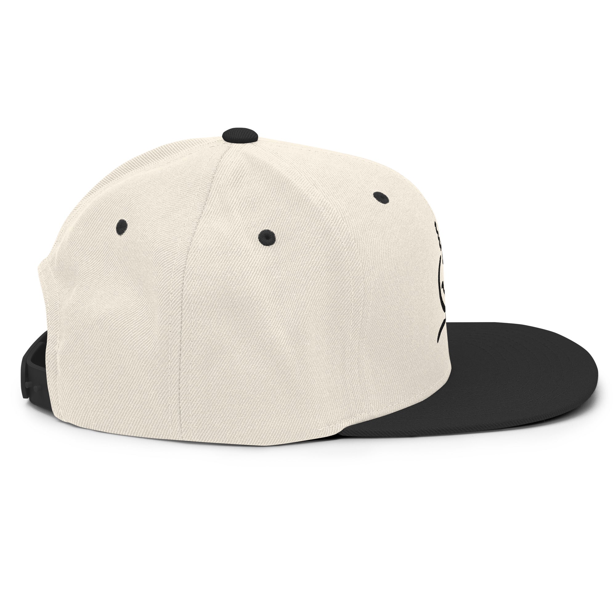 Classic Snapback Embroidered Beige & Black Unisex