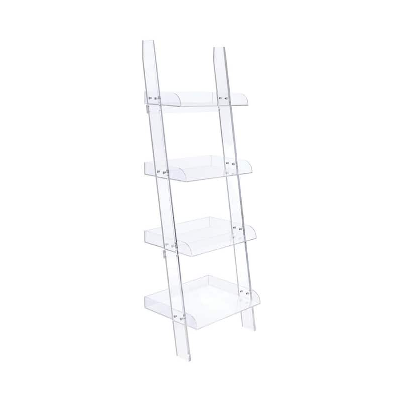 Amaturo 72.25 in. Clear 4-Shelf Ladder Bookcase