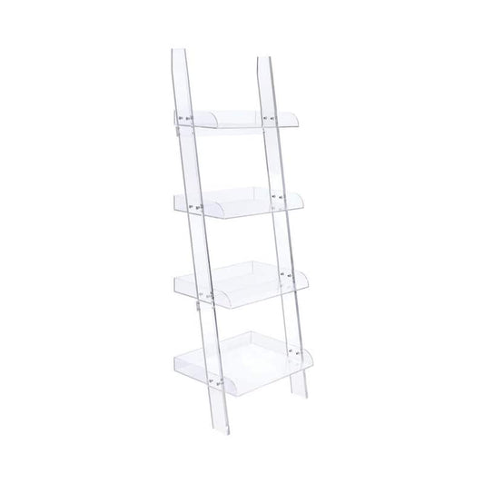 Amaturo 72.25 in. Clear 4-Shelf Ladder Bookcase