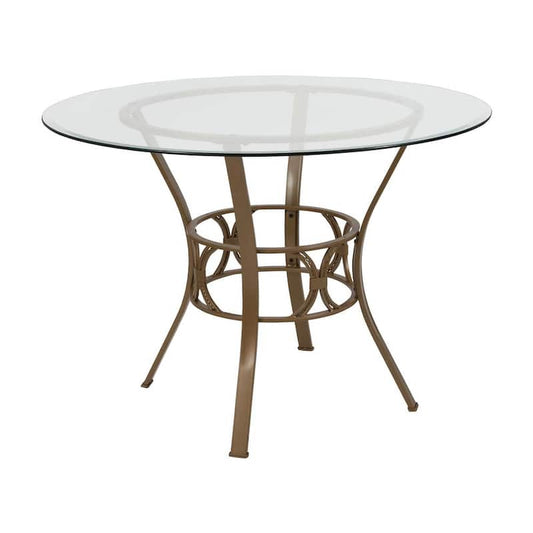 Clear Top/Matte Gold Frame Dining Table